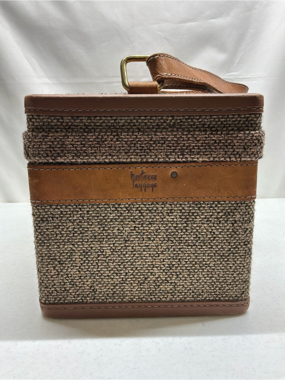Vintage Hartmann Tweed Travel Train Case with Leather Trim 2 Zip Pouches Inside - Picture 3 of 16